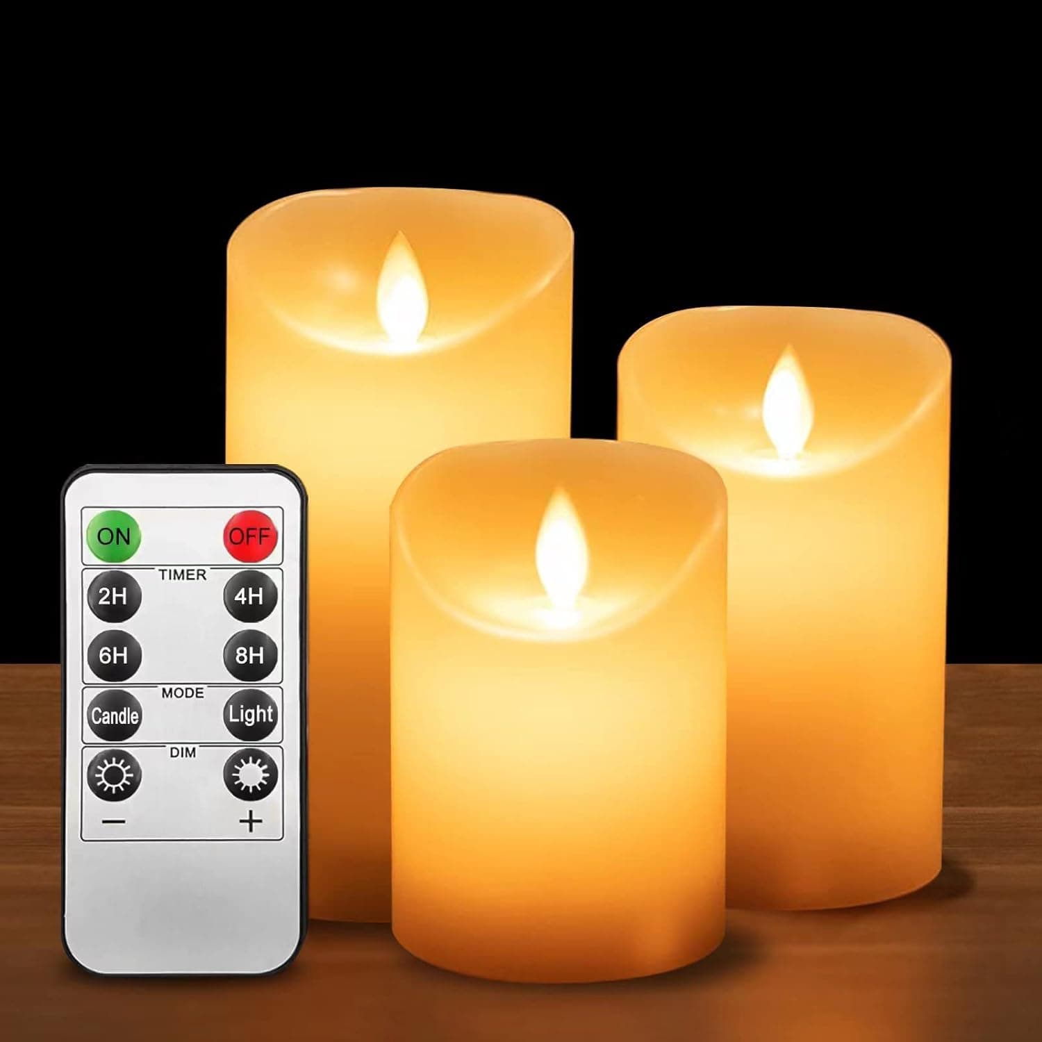 ILEEDear Flameless Candles Battery Operated Candles Ivory Real Wax Pillar LED Fake Candles with 10-Key Remote and Cycling 24 Hours Timer (3 Pack - D3 x H4 5" 6")