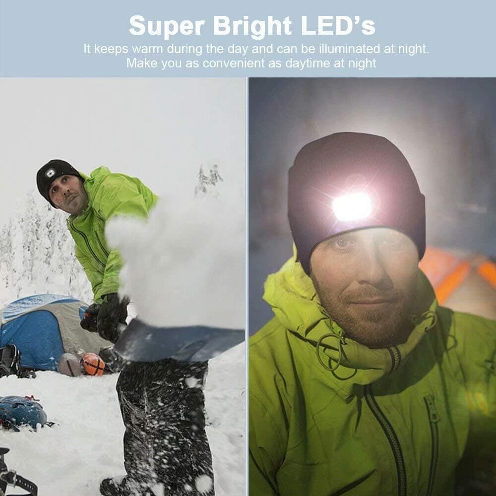 Kllarmant LED Beanie Hat with Rechargeable Built-in Lights Knit Beanie Cap