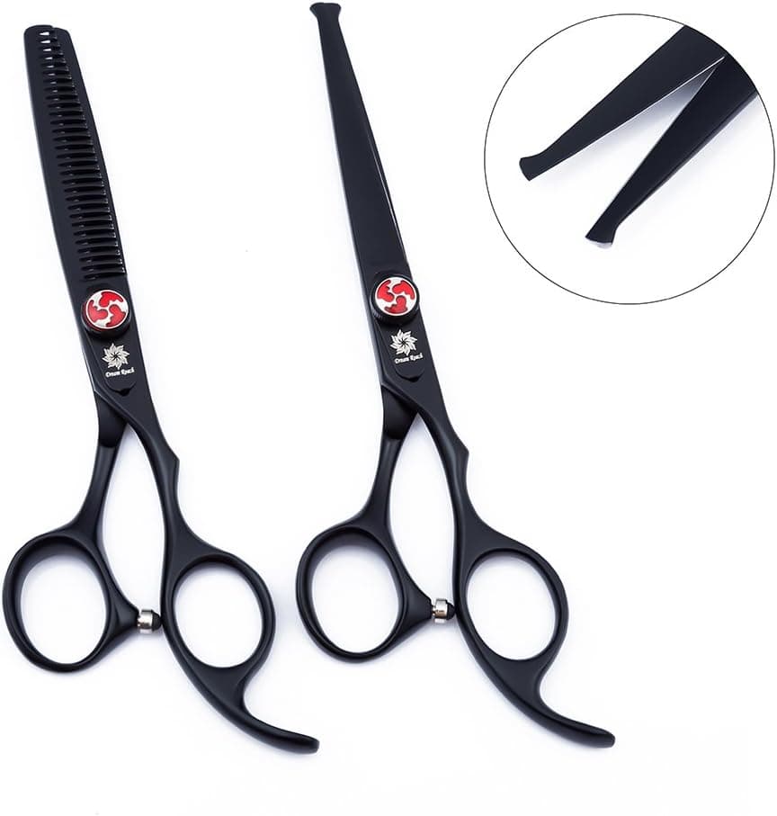 Dream Reach 6.0" Professional Human Hair Scissors Set Barber Razor Edge Hairdressing Scissors Set,Round Tips Design Cutting&Thinning Shears Kit
