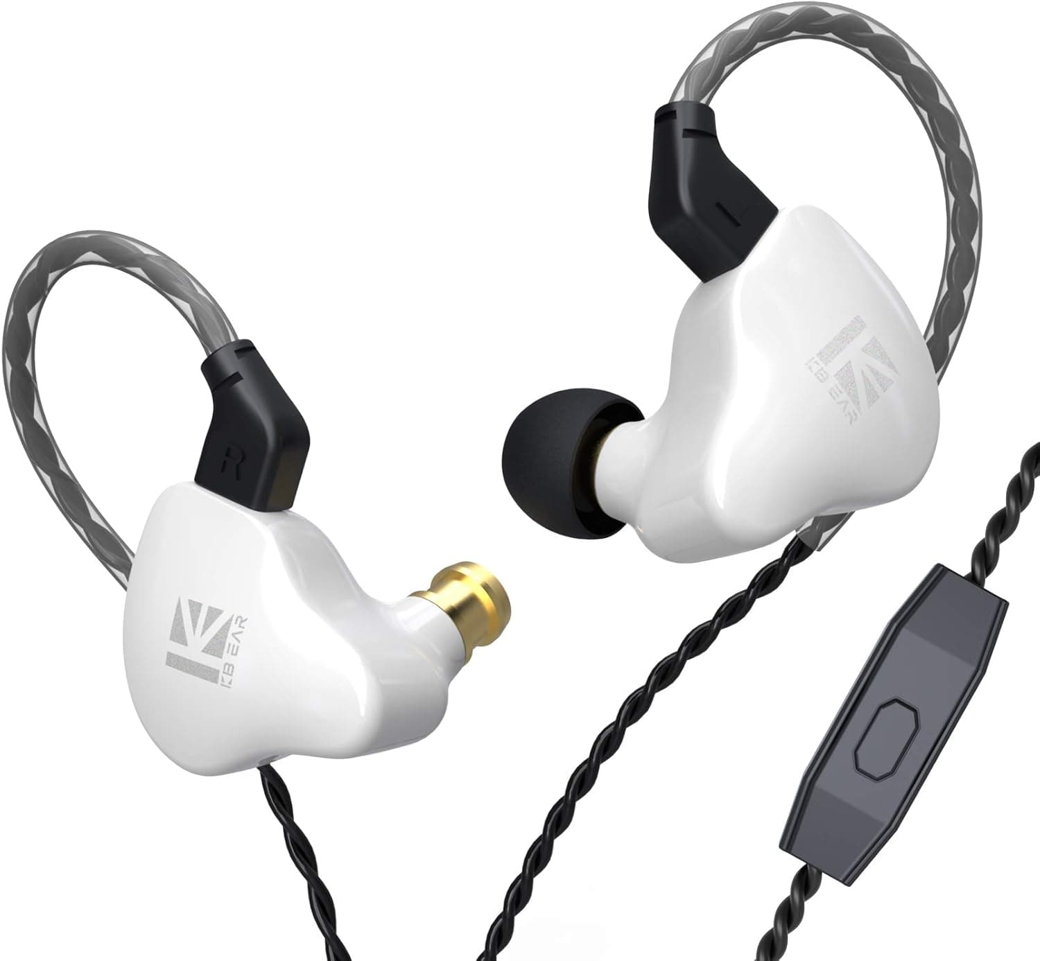keephifi KBEAR KS1 Earphone with Microphone in Ear Monitor Headphones DD Earbuds KBEAR Earbuds IEM Earphone in Ear 3.5mm Jack Earbuds Wired for Phones Computer Tablet Amplifier(White, with Mic)