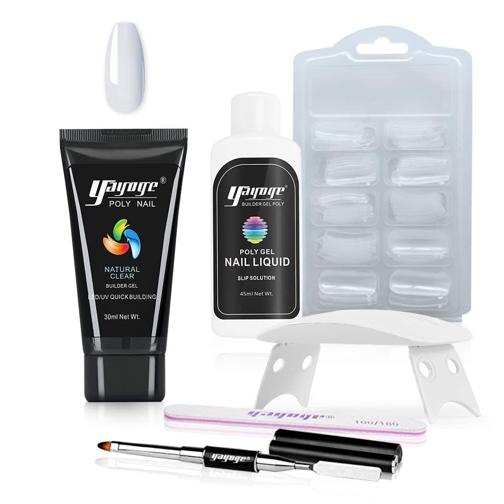 Yayoge Poly Gel Nail Kit Builder Gel for Nails with UV LED Nail Lamp Nail Light Nail Extension Gel with Slip Solution All In One Kit for Nail Manicure Beginner Starter Kit DIY at Home
