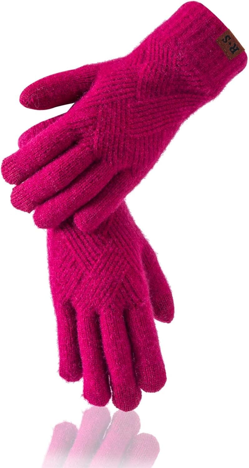 Reach Star Winter Gloves for Women Touch Screen Warm Knit Gloves Thermal Soft Lining Cuff Texting Touchscreen Gloves (c1-20050)
