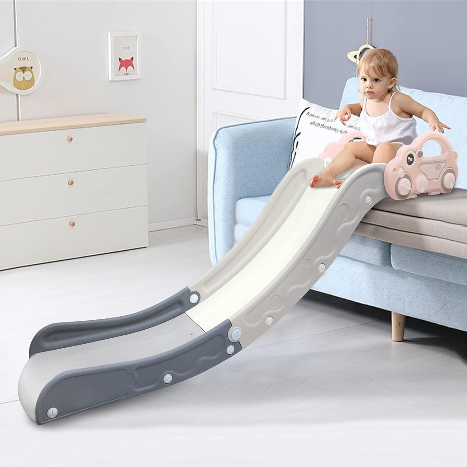 Kids Sofa Slide Climbing Slide for Bed Toys for Kids Playing Home Easy to Assemble The Lengthen Board Play Set for Having Fun Over 36-Month-Old Toddlers Boys Girls