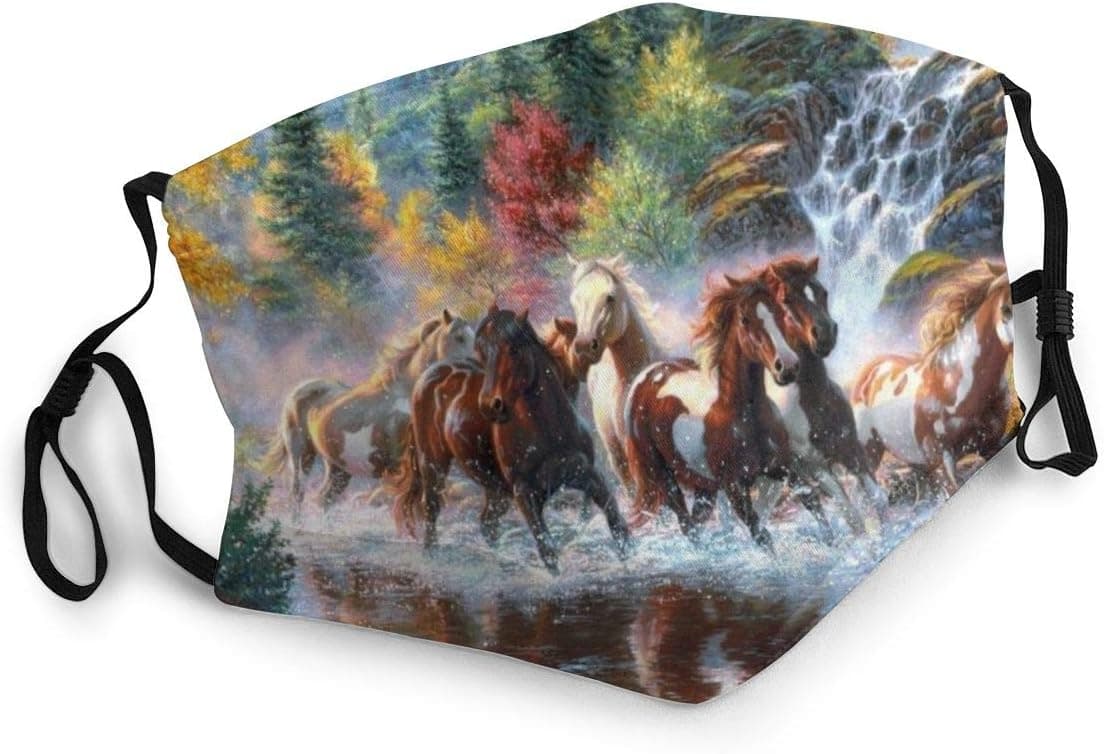 JIAQI11 Eight Horses Running Horse Safety Facial Protection Reusable Face Cover Windproof Face Shield