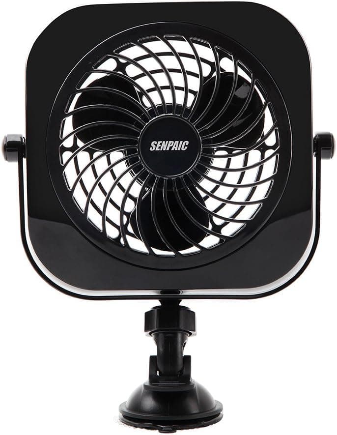 SENPAIC USB Desk Fan Mini Portable Table Fan with Suction Cup for Home Office Car Truck Vehicle (Black, 4 Inches, 2 Speed, Quietness) (Black)