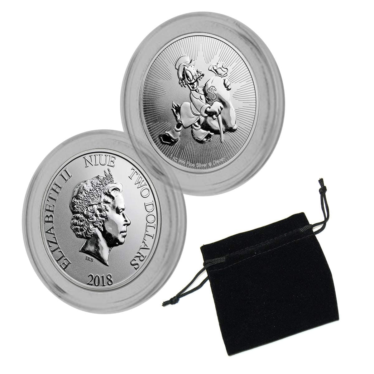 2018 NZ Disney Scrooge McDuck 1oz Silver Coin $2 Brilliant Uncirculated NZM