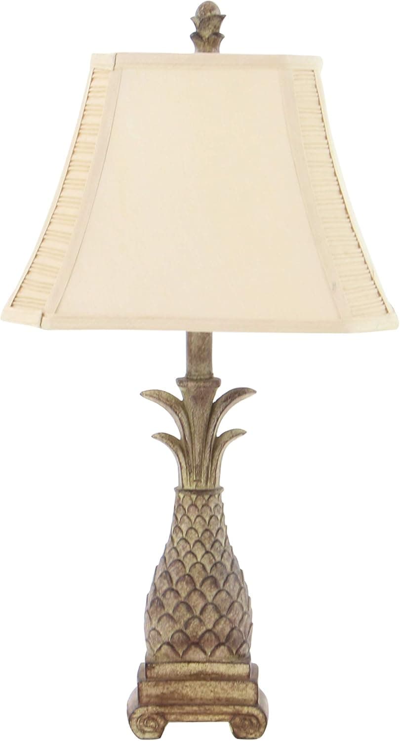 Deco 79 Polystone Fruit Pineapple Table Lamp with Tapered Shade, Set of 2 27"H, Brown