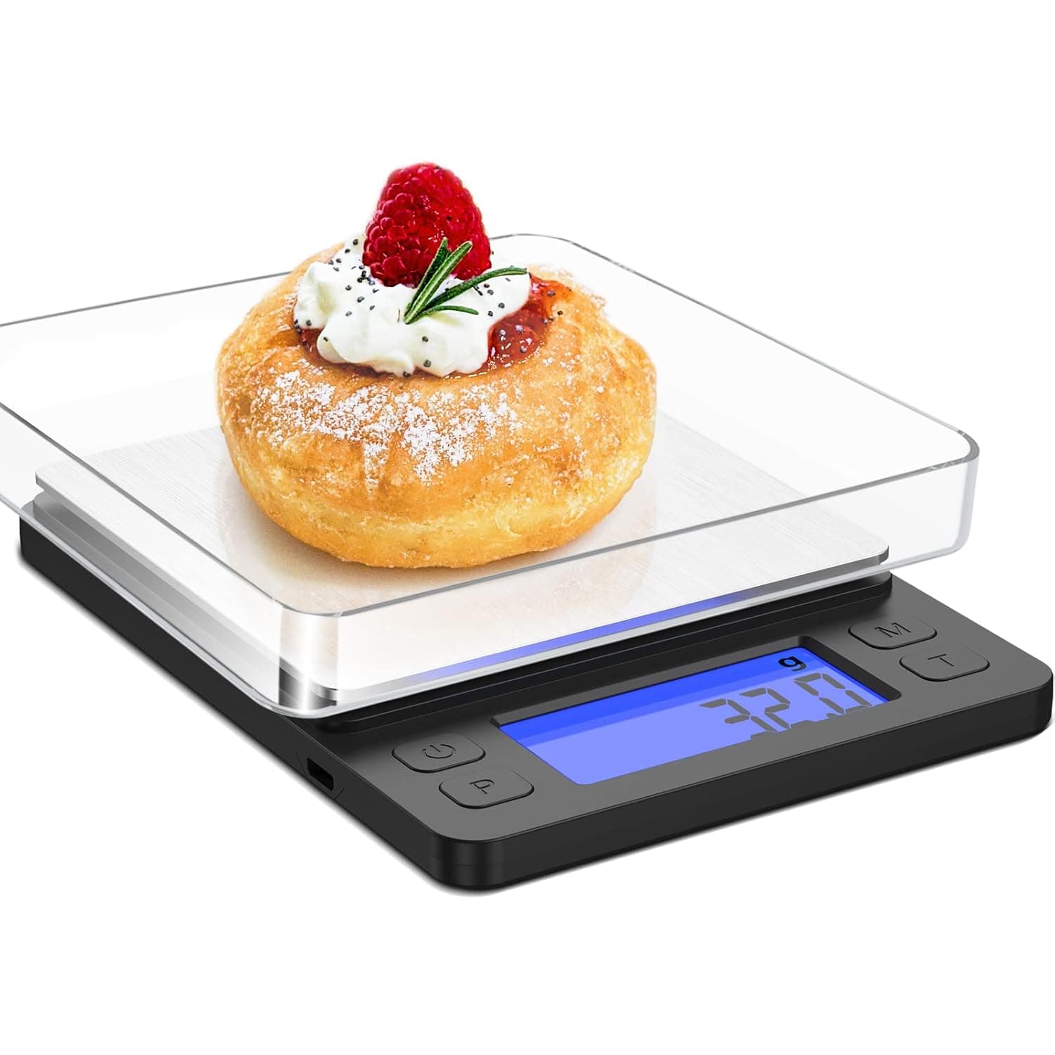 Kitchen Food Scale, Weight Scale, Used to Measure Food Ounces and Grams, 0.001oz/0.1g High-Precision Digital Scale,Baking, Jewelry, Coffee Cooking, Powder, with LCD Display and 2 Trays (Black)