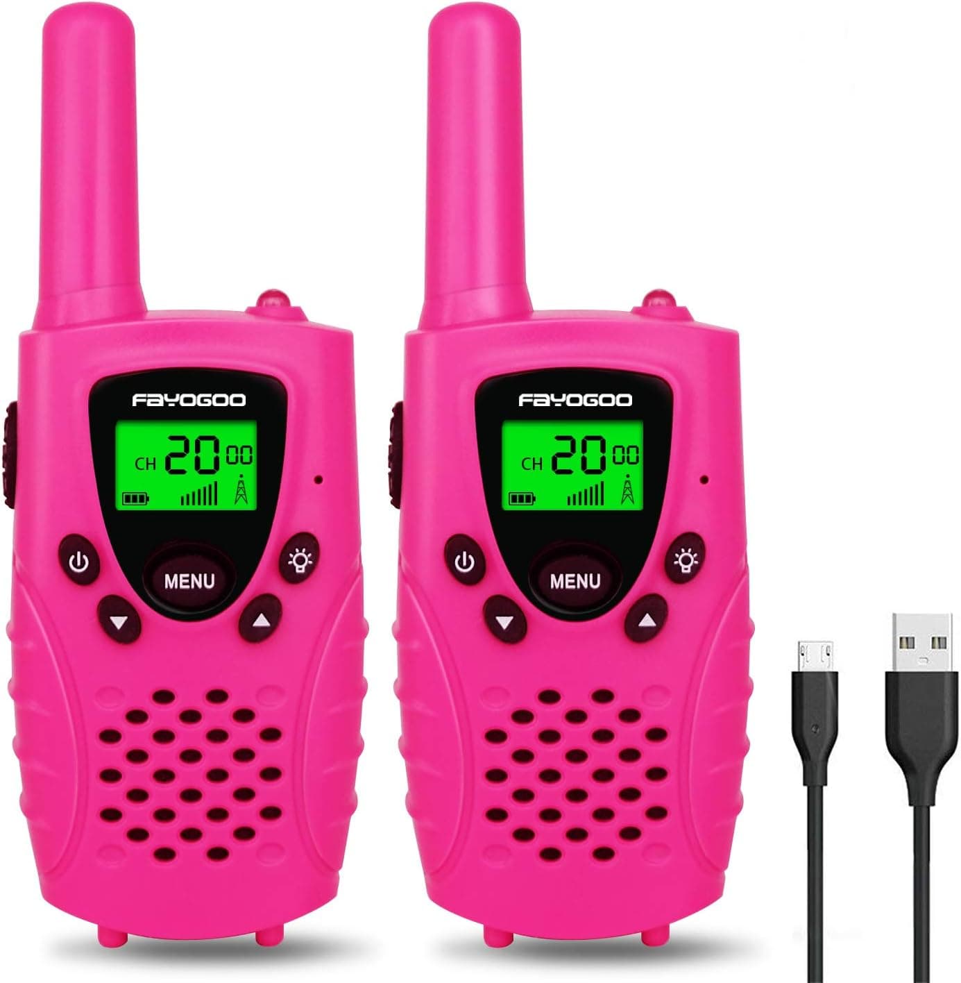 Kids Walkie Talkies, 22 Channels Kids Walkie Talkies, 4-Mile Range Toy Walkie Talkies with Flashlight and LCD Screen, Great Xmas Gifts Toys for 3-12 Year Old Boys and Girls (Pink)