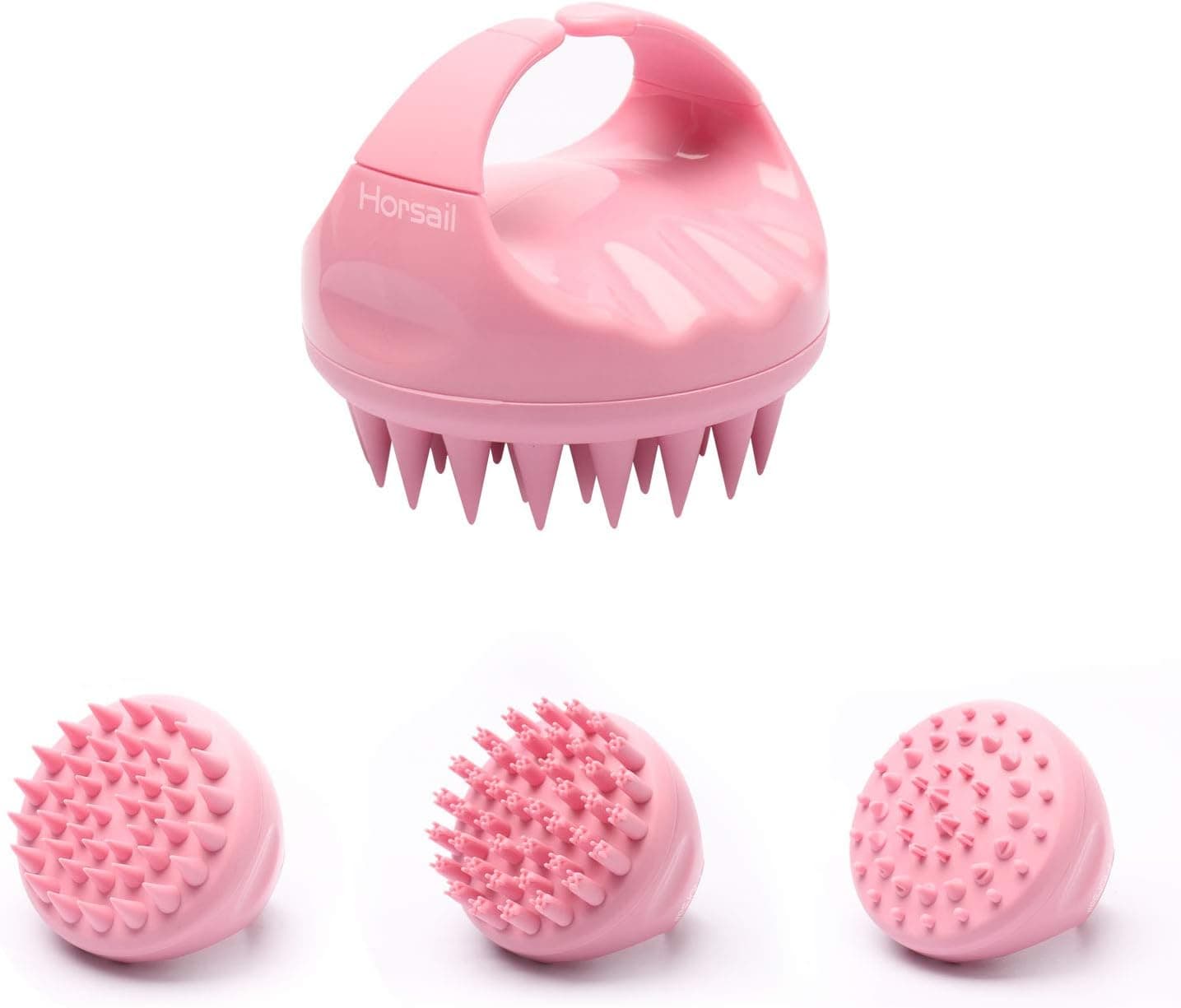 Scalp Massager Handheld Hair Massager Multifunctional Scalp Brush Hair Shampoo Brush Head Scrubber Body Massager Shoulder Foot Back Massager with 3 Different Brush Heads for Women Men Kids Pets