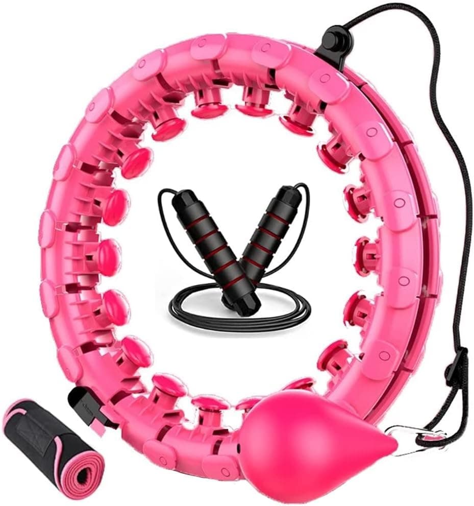 Weighted Hula Hoop | Hula Hoop Comes with Fitness Waist Trainer & Skipping Rope | Weighted Hula Hoops for Adults & Children Detachable Knots Smart Weighted Hula Hoop |Adjustable Weighted Hoola Hoop.