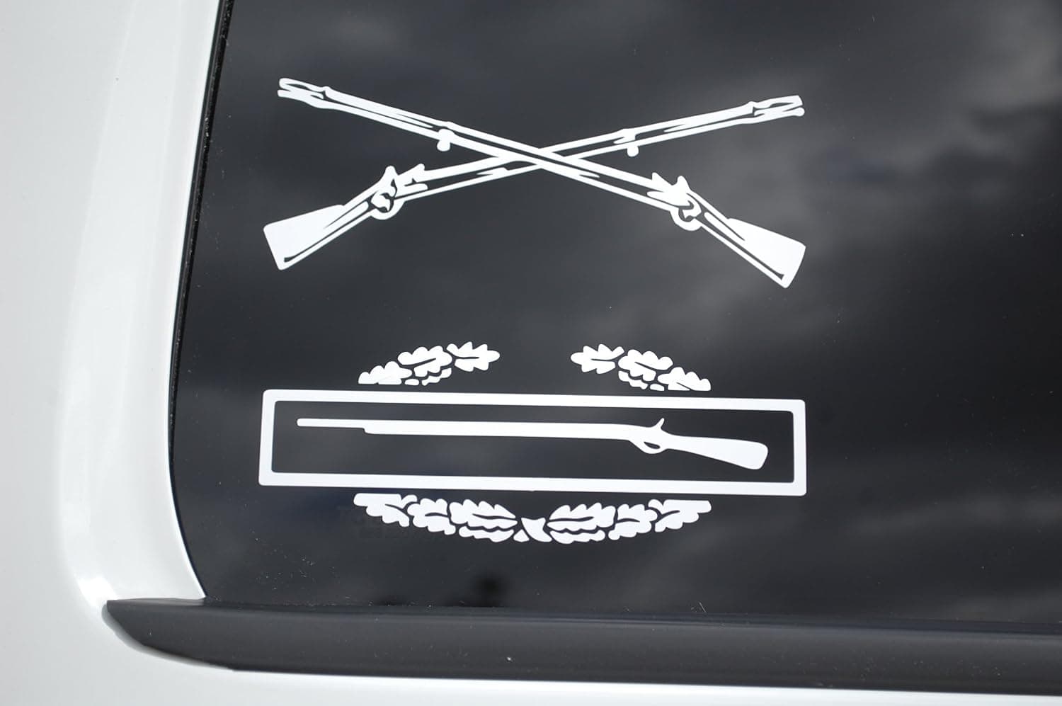 Army Infantry/Combat Action Badge Sticker Vinyl Decal (Set of 2) Choose Size & Color!! Veteran Military Car Window Laptop (V360,V401) (8", White)