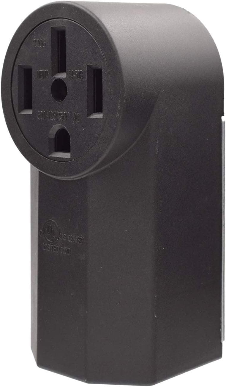 AIDA 50 Amp 125/250 Volt 14-50R 3-Pole, 4-Wire Grounding Surface Mount Power Dryer Receptacle Outlet, Back Wire, AL/CU, UL Listed, 030726