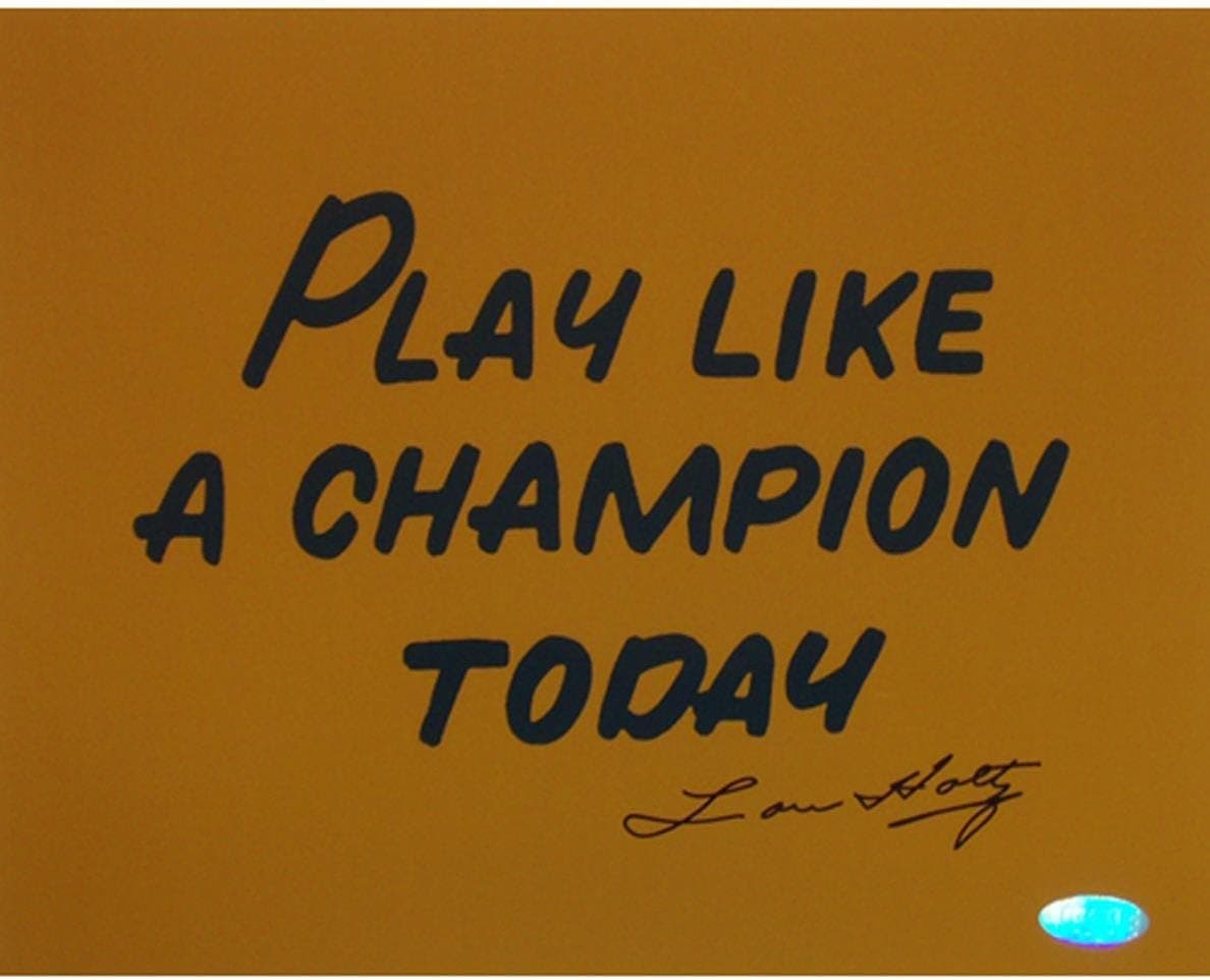 NCAA Notre Dame Fighting Irish Lou Holtz Play like a Champion Today Photograph, 8x10-Inch