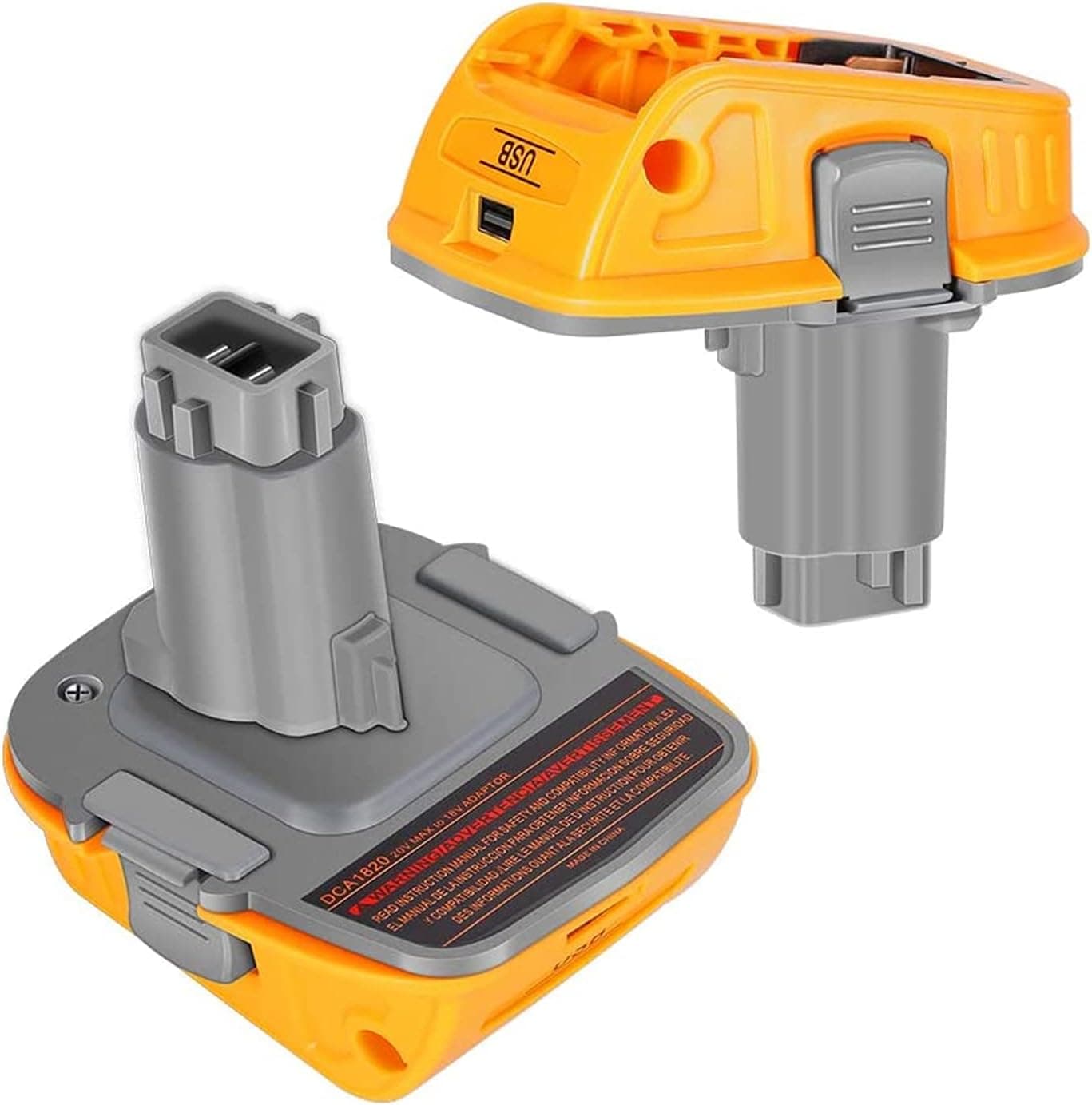DCA1820 Battery Adapter for Dewalt 18V to 20V Tools Convert for Dewalt 18V NiCad & NiMh Battery Tools DC9096 DW9096 DC9098 DC9099 DW9099（USB Converter） (2 Pack)