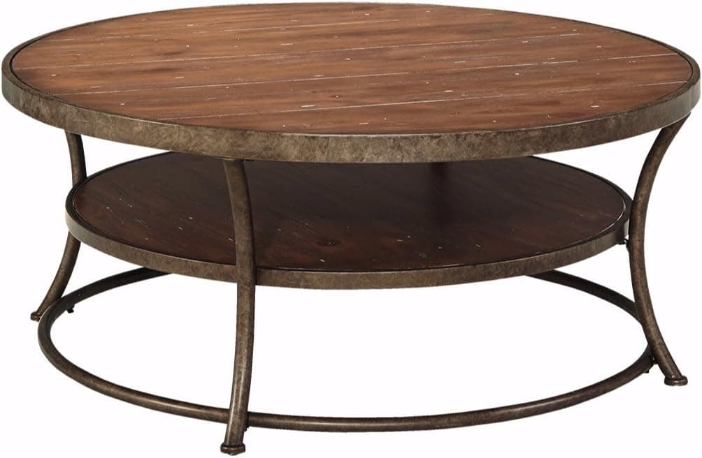 Ashley Furniture Signature Design - Nartina Casual Round Cocktail Table - Light Brown