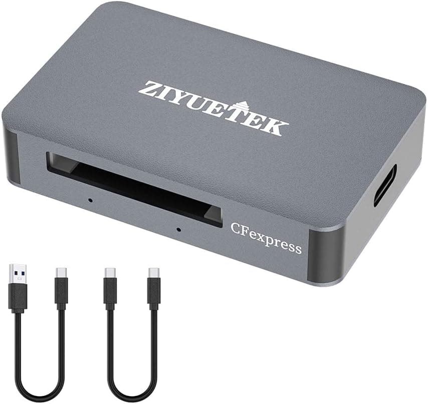 CFexpress Card Reader,ZIYUETEK type b usb 3.1 gen2 10Gbps 2in1 Portable Aluminum Memory Card Adapter,Support for USB,Type-C Thunderbolt 3 Port Connection, Compatible for SanDisk Sony topssd Lexar Card