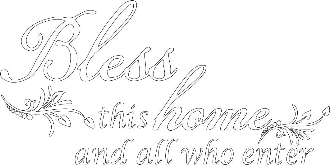 Matte White 22'' X 10'' Bless This Home and All who Enter - Vinyl Wall Decal Entryway Living Room Décor Art Letters Quotes Stencil