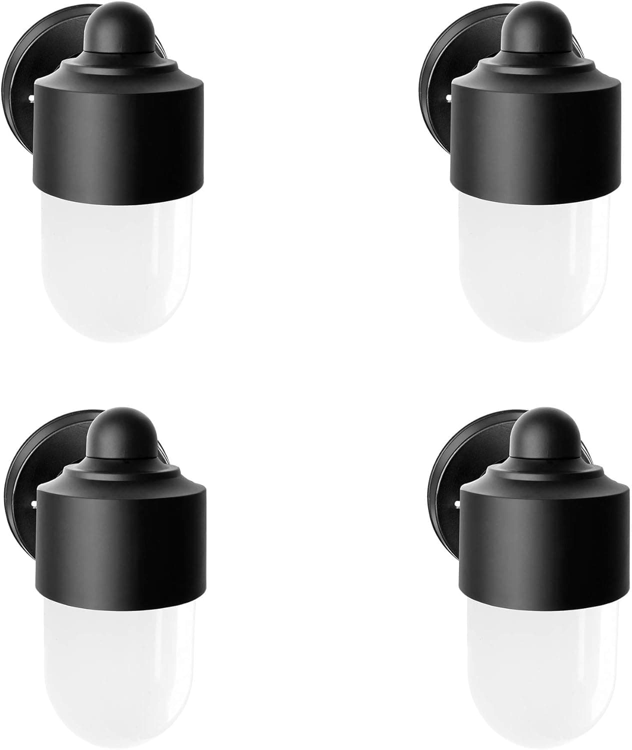 FUDESY 4-Pack Frosted Jelly Jar Indoor/Outdoor Wall Light with 3000K LED Bulb Included, Anti Corrosion Plastic Materials, Black, FDS216B4