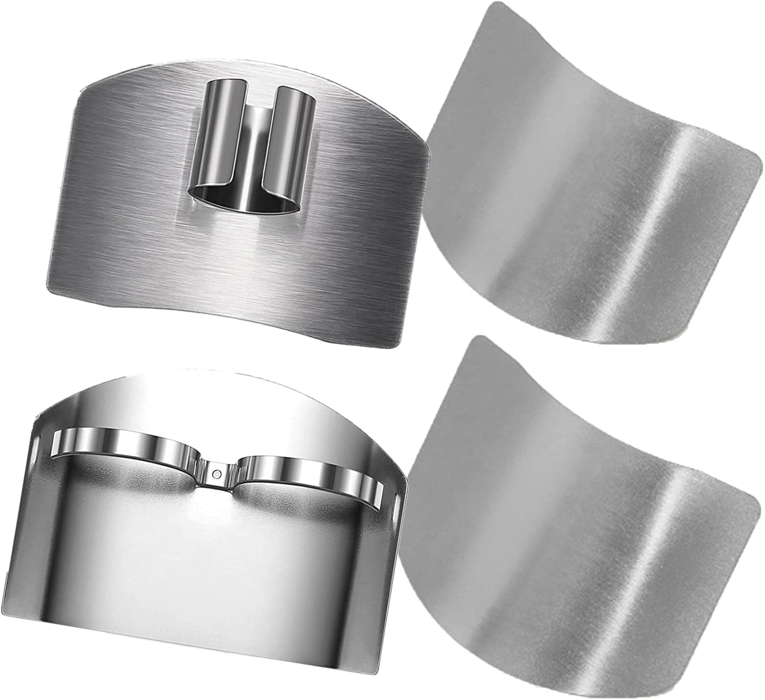Samicoco 4 Pieces Finger Guards for Cutting Slicing and Chopping Protector Kitchen Tool Anti-Cut Stainless Steel Finger Protector for Cutting Food
