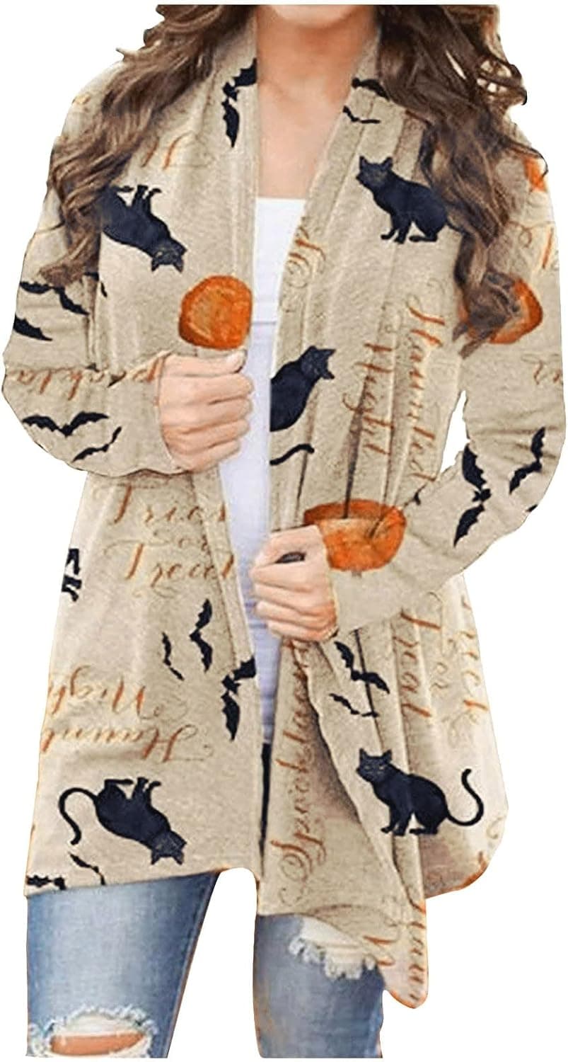 Christmas Cardigan for Women Fashion Plus Size Casual Lightweight Long Sleeve Tops Holiday Coats Jackets Gifts for Christmas