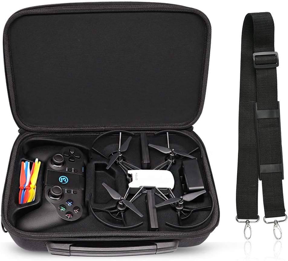 YANSHON Tello Carrying Case, Shockproof Waterproof Portable Shoulder Bag, Hard Travel Black Case Fits DJI