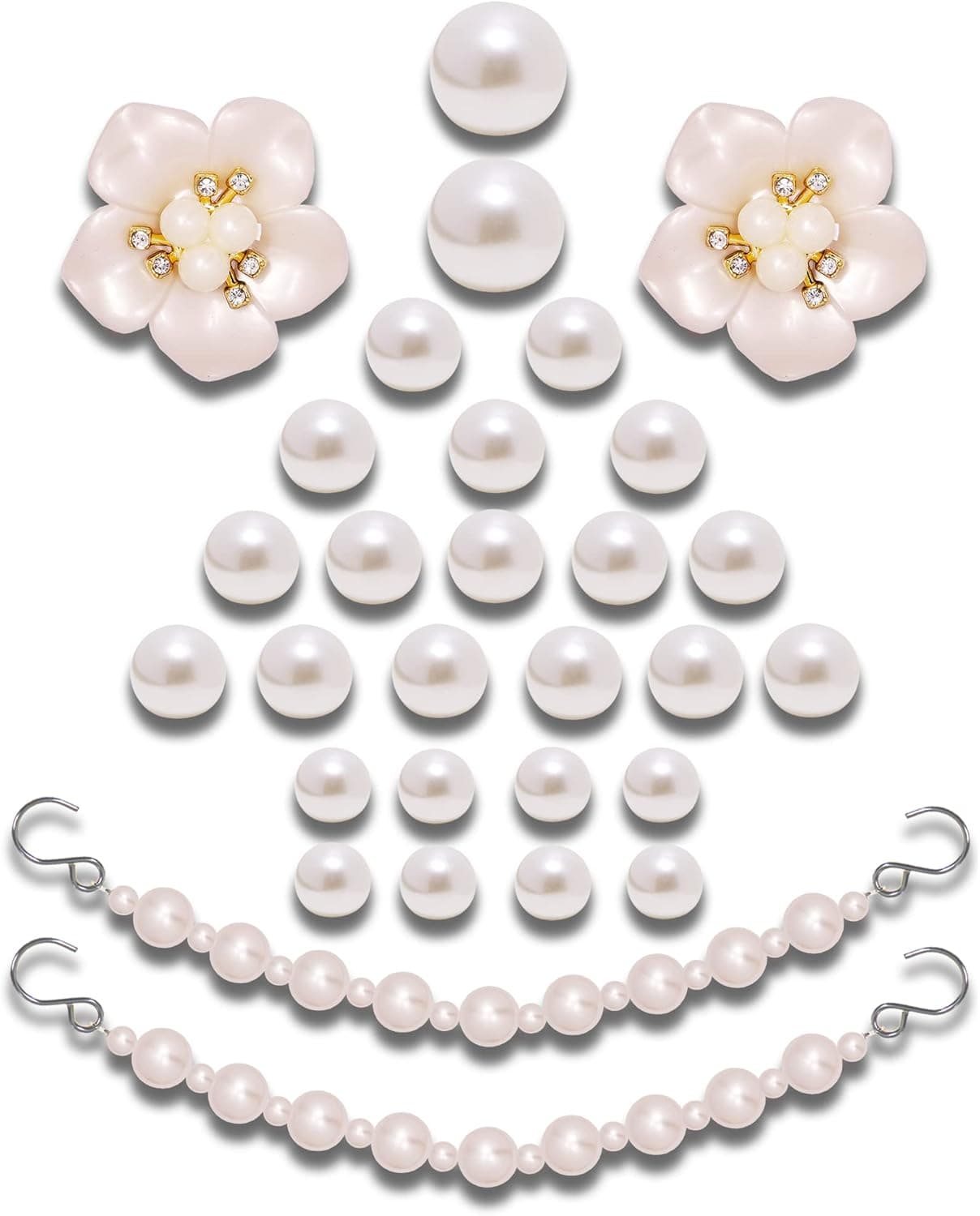 GIDDITZ Pearls Shoe Charms Pearl Chains for Shoes Flower Charm Decoration Sandals for Women Girls Party Favors Birthday Gifts