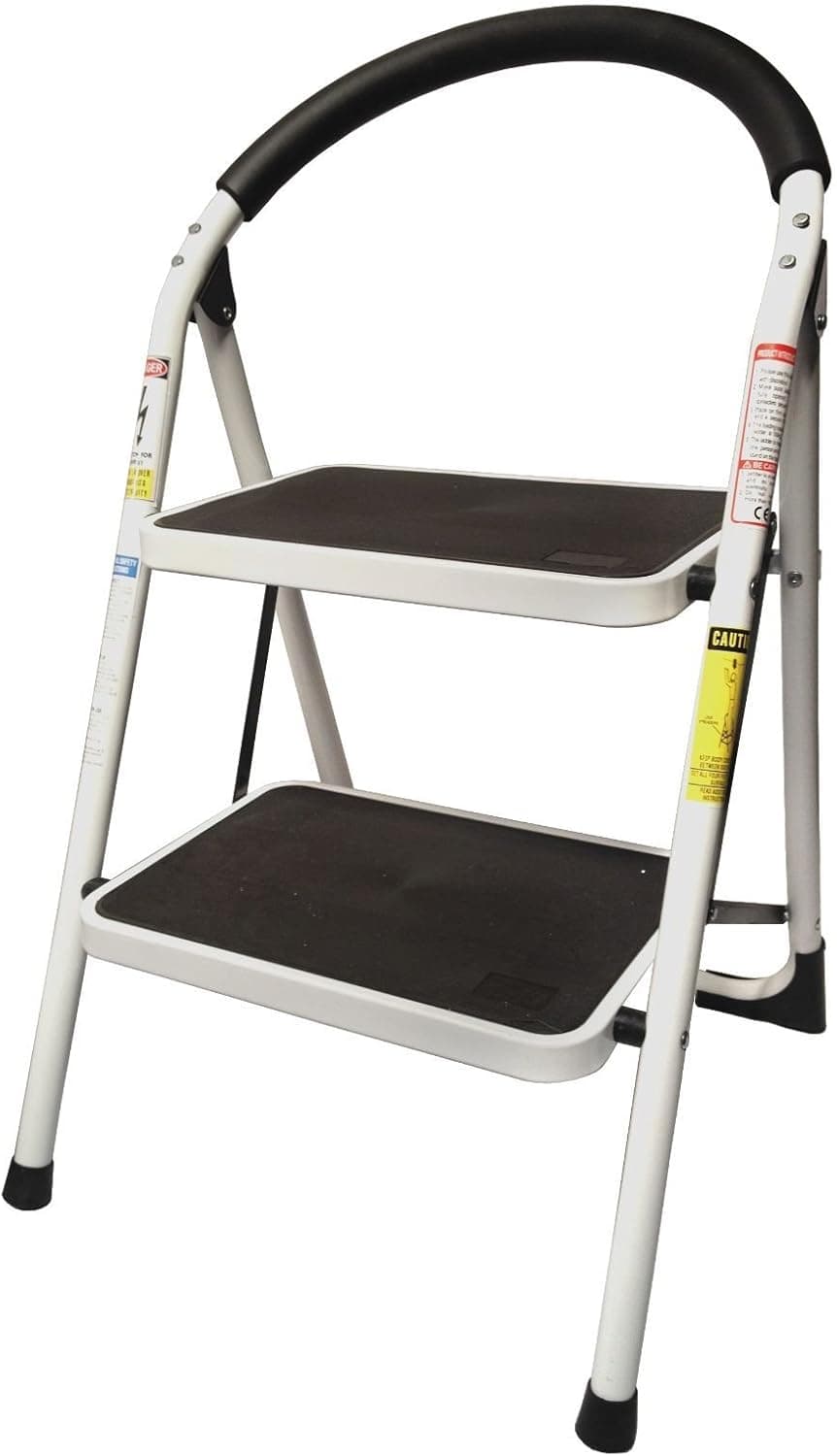 COLIBROX Heavy Duty Steel Reinforced Folding 2 Step Ladder Stool - 330 lbs Capacity