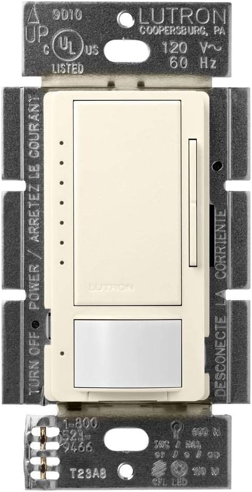 Lutron Maestro LED+ Motion Sensor Dimmer Switch | No Neutral Required | MSCL-OP153M-BI | Biscuit