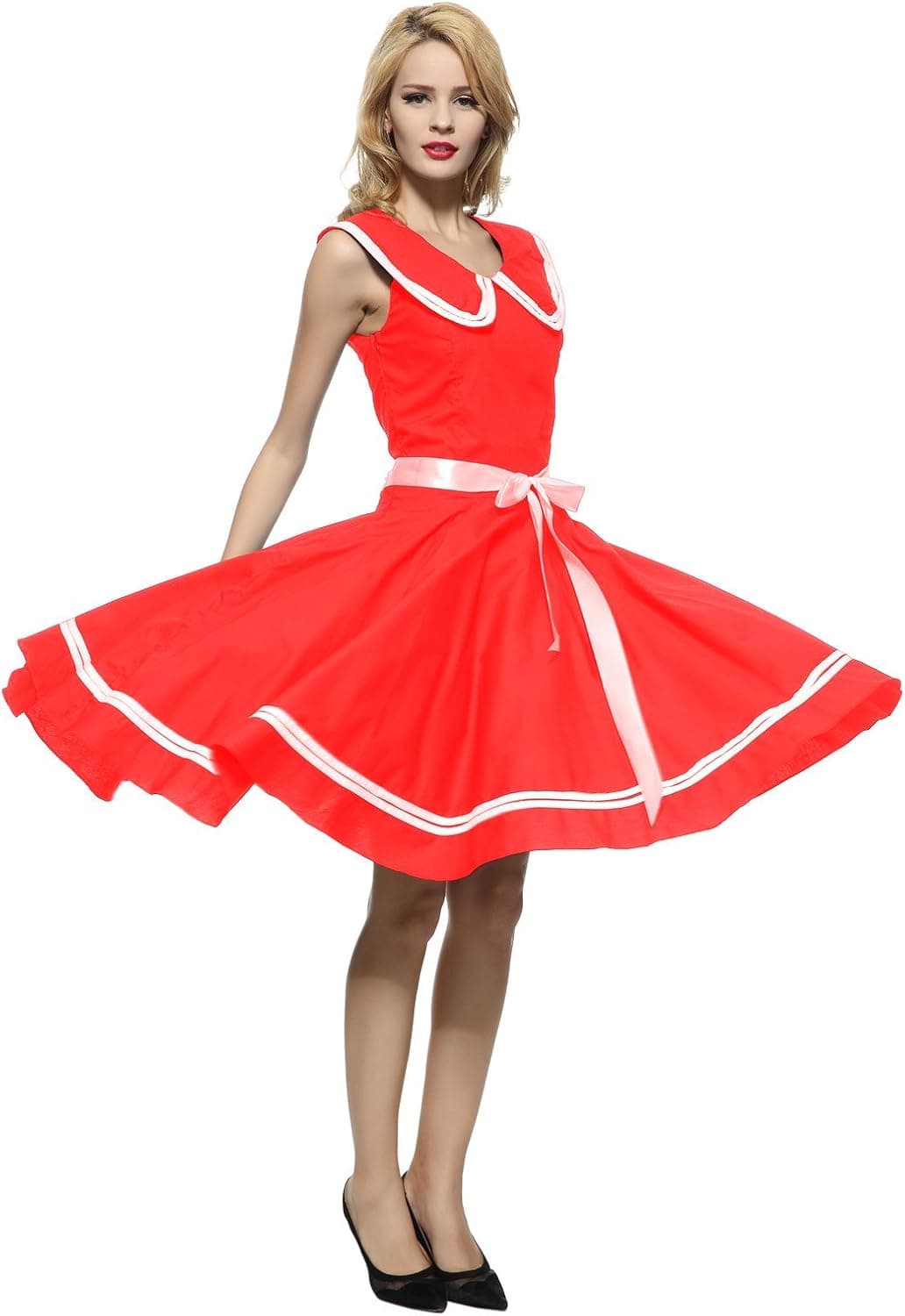 Maggie Tang Women's 1950s 60s Vintage Rockabilly Halter-Neck Swing Dress