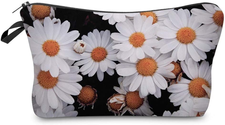 LOOMILOO Small Makeup Bag Daisy Printed Cosmetic Bag for Purse Womens Pouch Organizer Bags for A Gift L51279