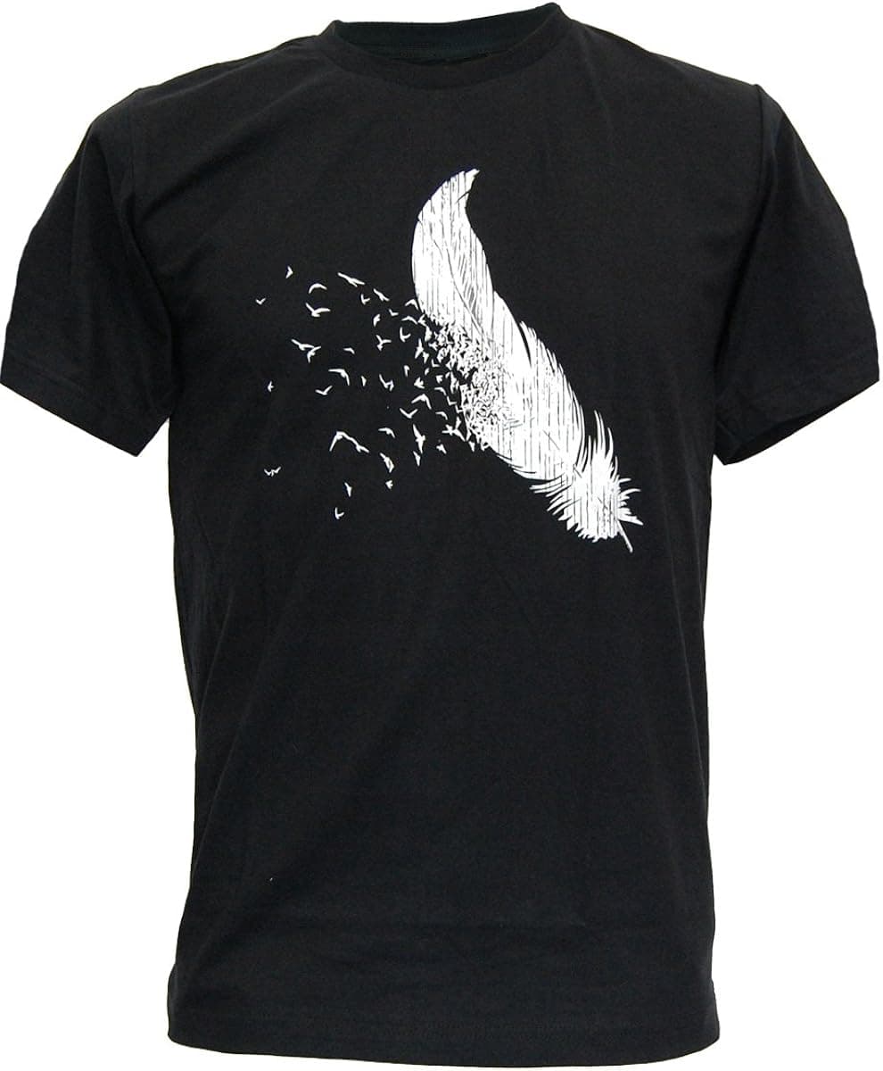 SODAtees Unique Birds Feather Men's T-Shirt Nature Earth Graphic Design Tee