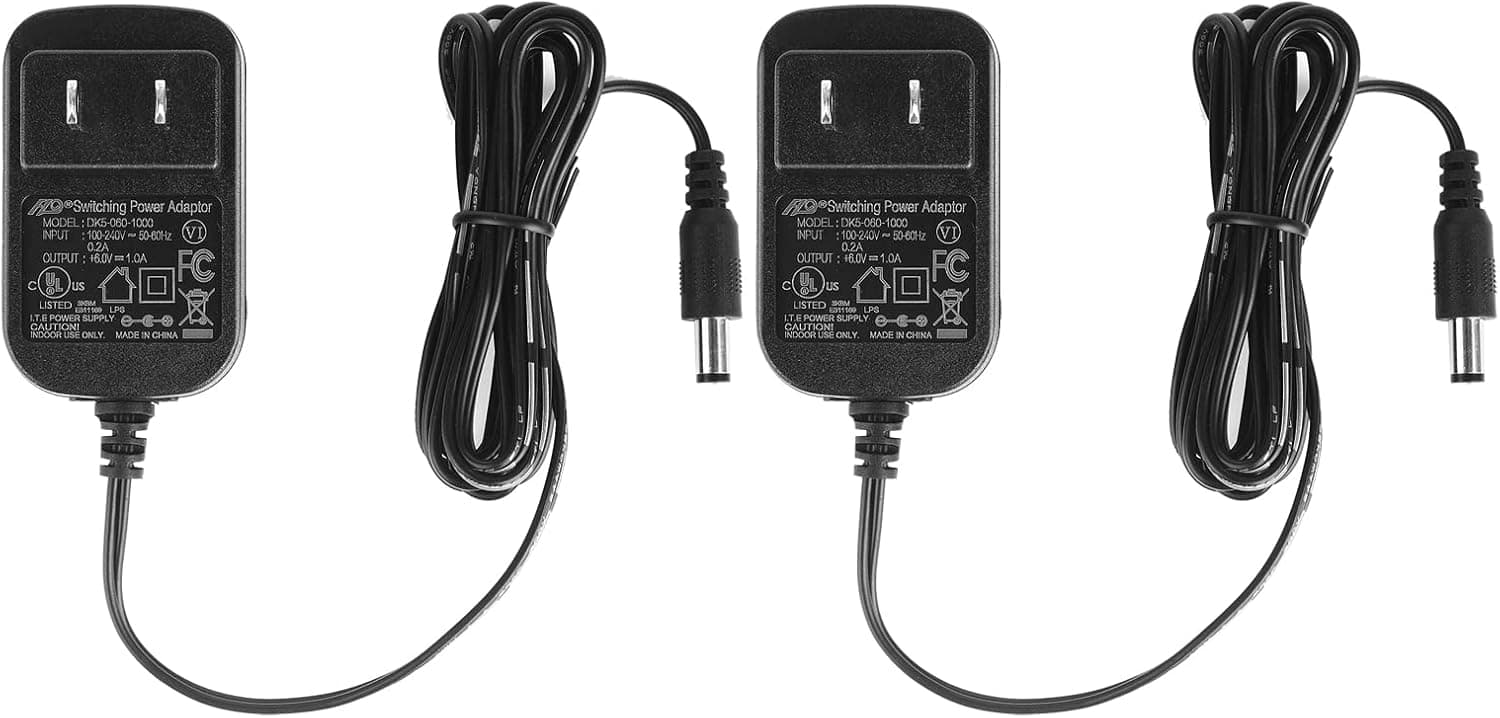 2-Pack AC to DC 6V 1A Power Supply Adapter, Plug 5.5mm x 2.1mm, UL Listed FCC