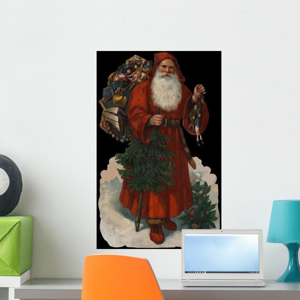 Wallmonkeys Die-Cut Scrap with Old-Fashioned Santa Claus Wall Decal Peel and Stick Graphic WM183419 (24 in H x 15 in W)