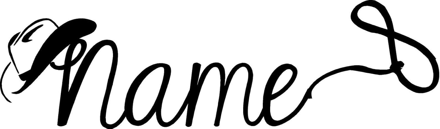 CreativeSignsnDesigns Customized Name Cowgirls/Boys with hat and Lasso Vinyl Wall Decal (22"x8", Dark red)