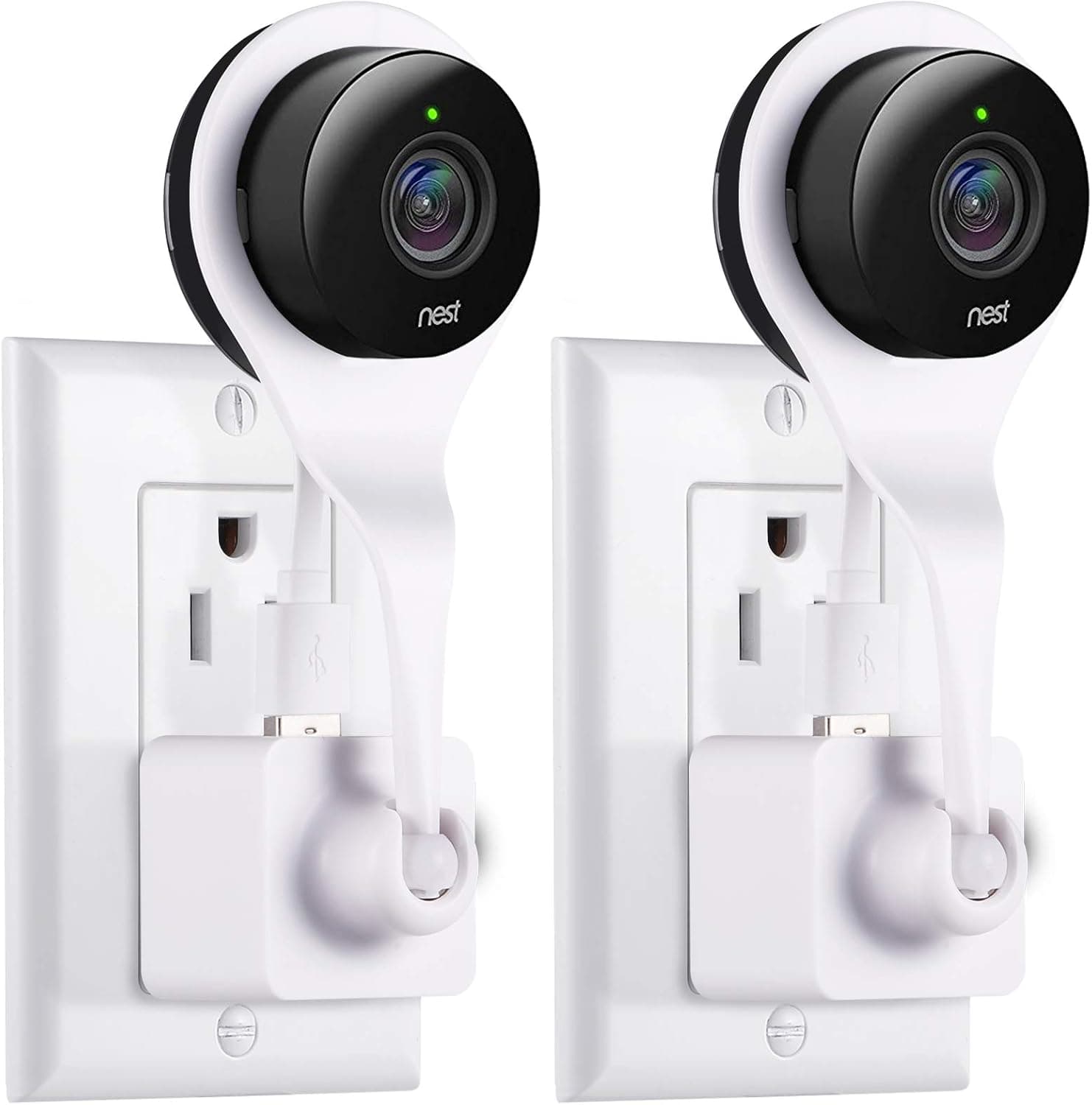AOTNEX Nest Cam AC Outlet Mount, 360 Degree Swivel Wall Mount Bracket for Nest Cam Indoor and Drop Cam Pro, No More Messy Wires and Drilling (2 Pack, White)