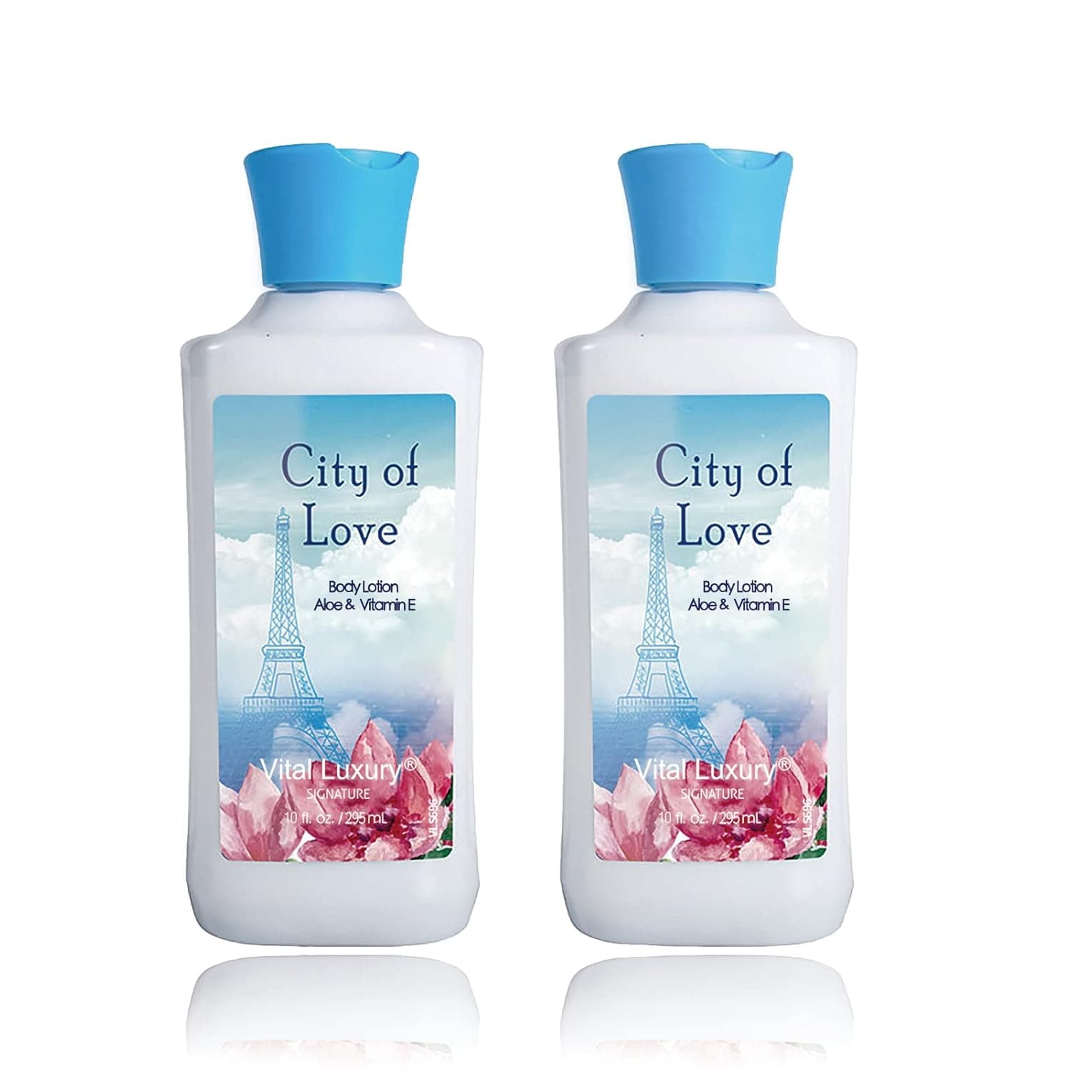Vital Luxury Signature Body Lotion Set, Rich in Vitamin E and Shea Butter, Skin Firming Aloe Vera Lotion, Pack of 2, 10 Fl Oz Each (City of Love)