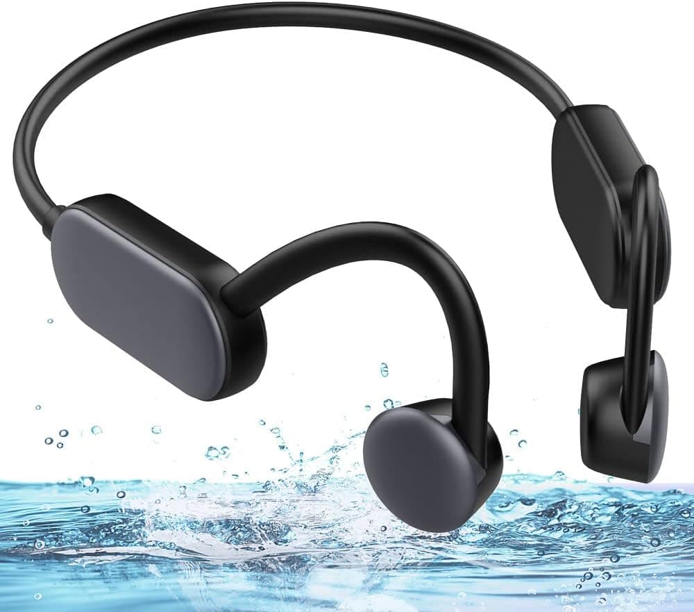 KAROTTO Wireless Bone Conduction Headphones, IPX 8 Waterproof Open-Ear Bluetooth Headphones Bulit in 8G Memory with Mic