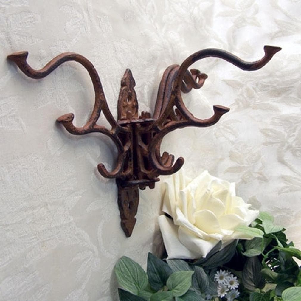 IWGAC 0170S-01641R Cast Iron Five Hook Coat Rack Rust by IWGAC