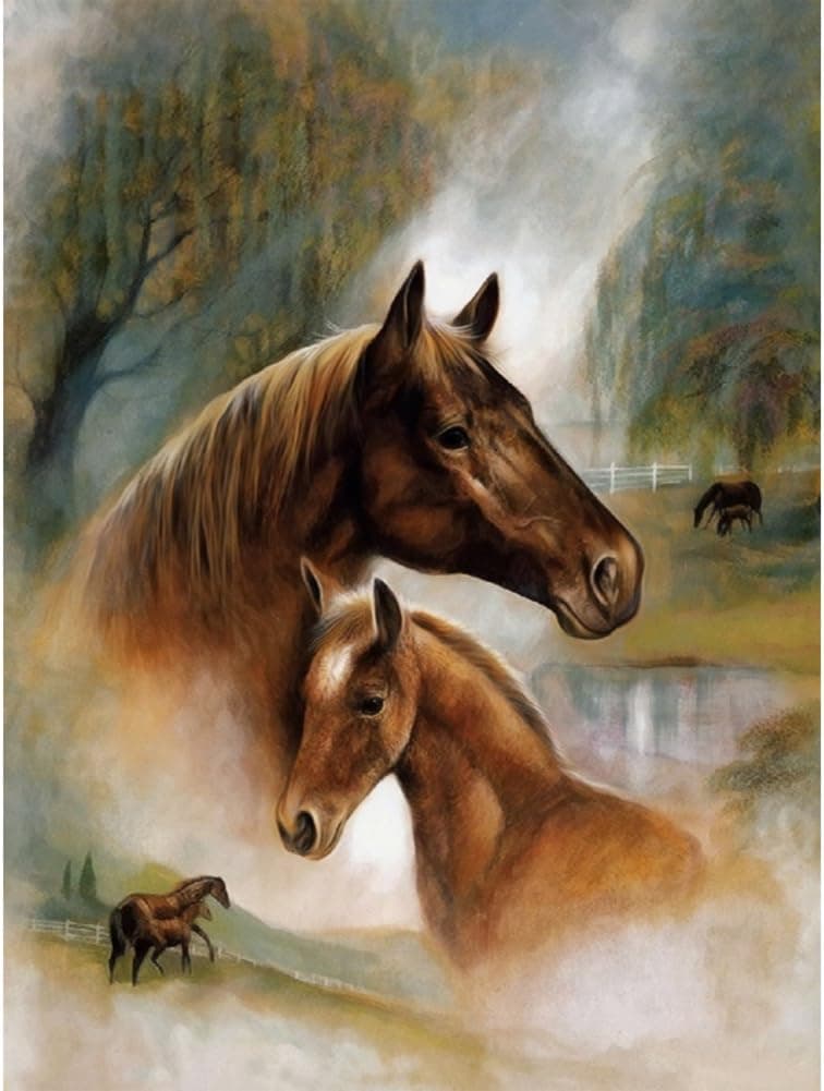 MKChung Alloet Horses 5D Diamond DIY Painting Craft Kit Home Decor