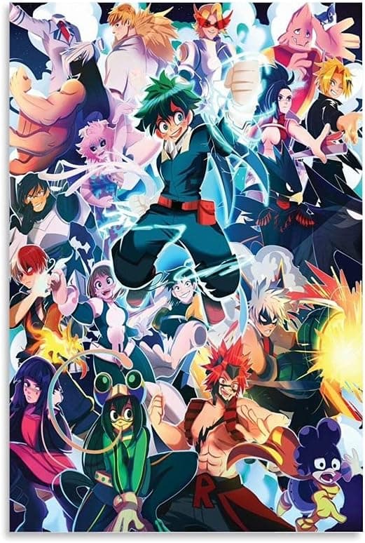 PLRK Anime Poster My Hero Academia Black Light Posters for Room Canvas Art Poster and Wall Art Picture Print Modern Family Bedroom Decor Posters 16x24inch(40x60cm)