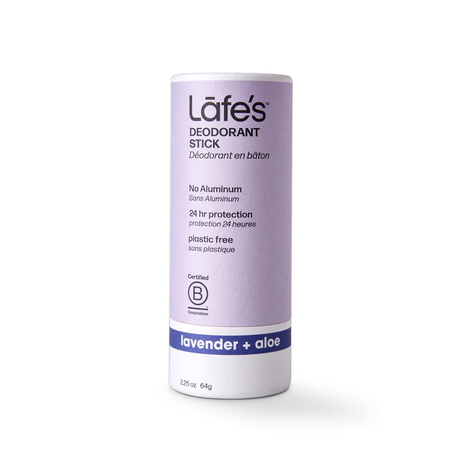Lafe's Natural Deodorant | 2.25oz Plastic Free Natural Deodorant Stick in Paper Packaging | Aluminum, Paraben and Baking Soda Free with 24-Hour Protection (Lavender & Aloe)