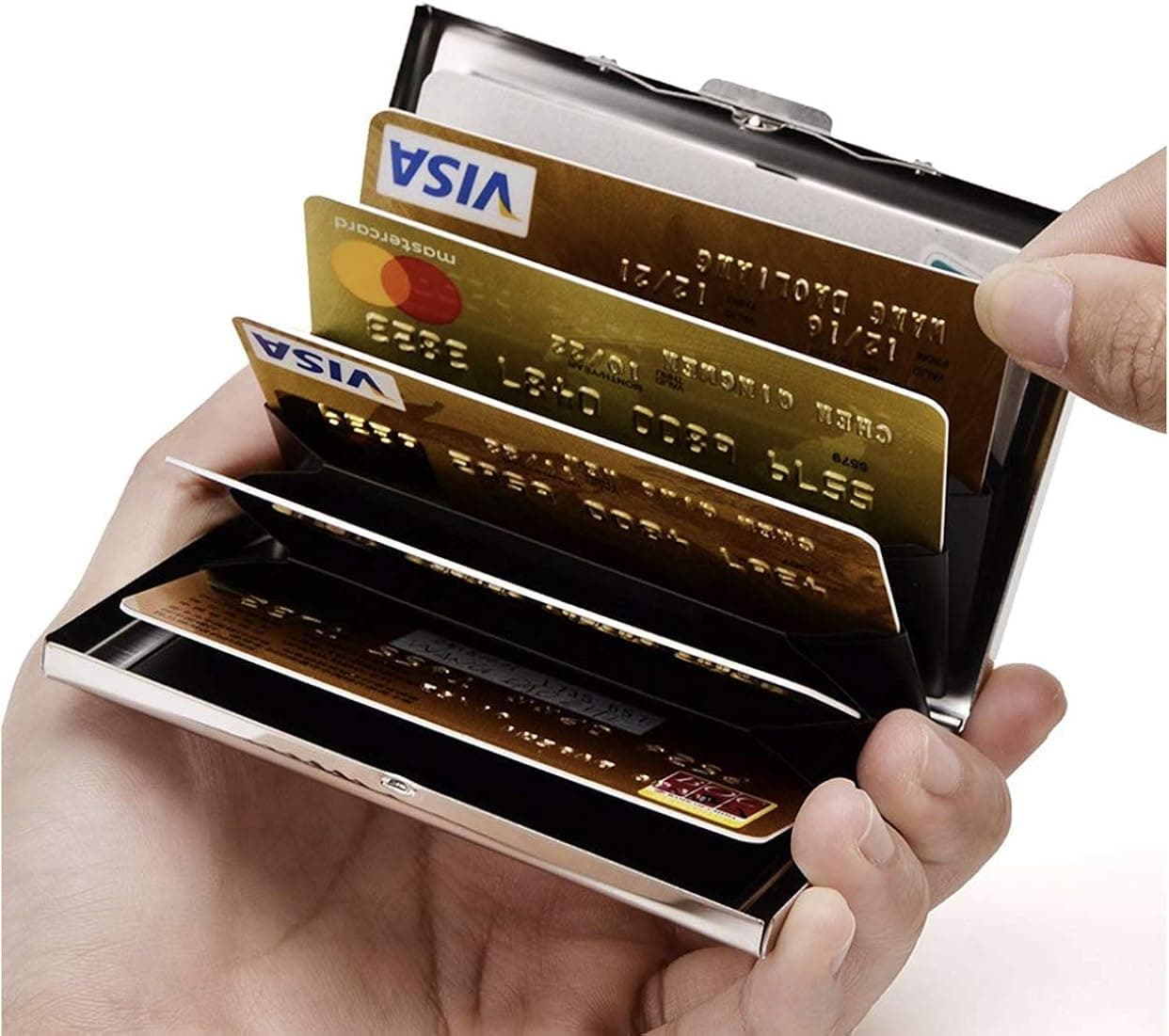 Money Strong RFID Stainless Steel Credit Card Holder Metal Credit Card Wallet Unisex Women or Men Black