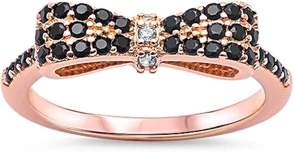 Oxford Diamond Co .925 Sterling Silver Fashion Bow Tie Cute Trendy Ring for Girls Colors Available Sizes 3-12