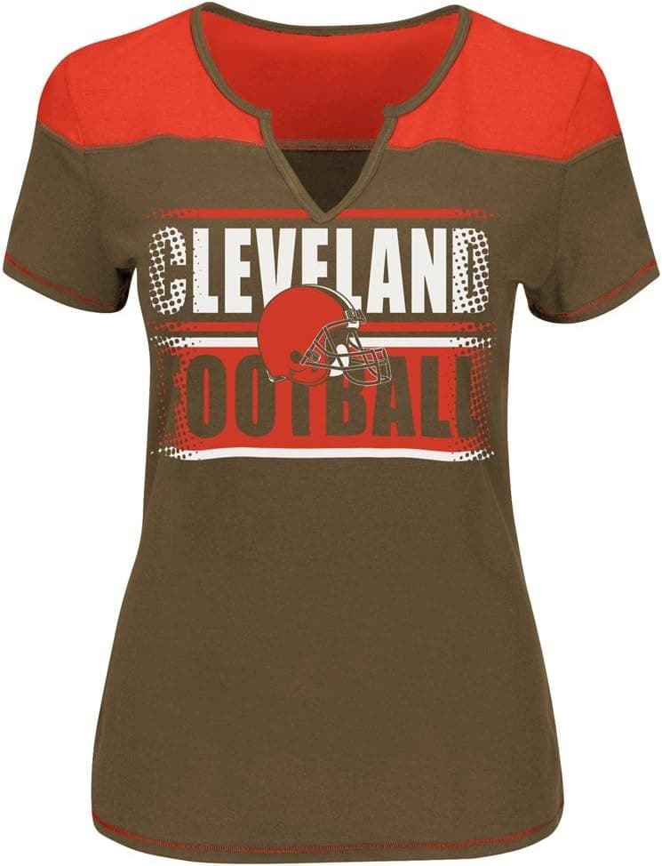 Majestic Cleveland Browns Ladies Football Miracle Notch Neck T Shirt