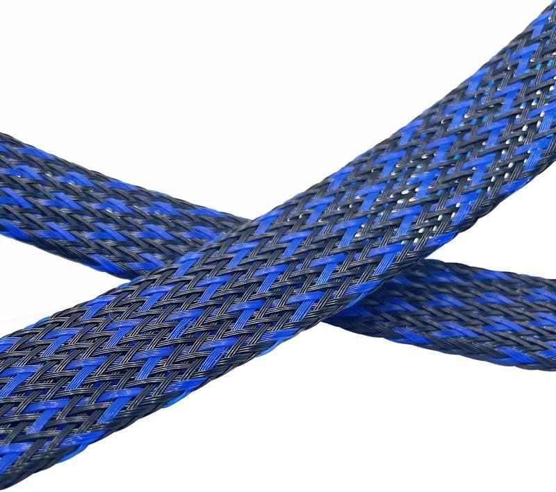 PET Expandable Braided Sleeving 25Ft-1/8 inch Wire Loom, Aibole Braided Cable Sleeve Wire Wrap,Black&Blue