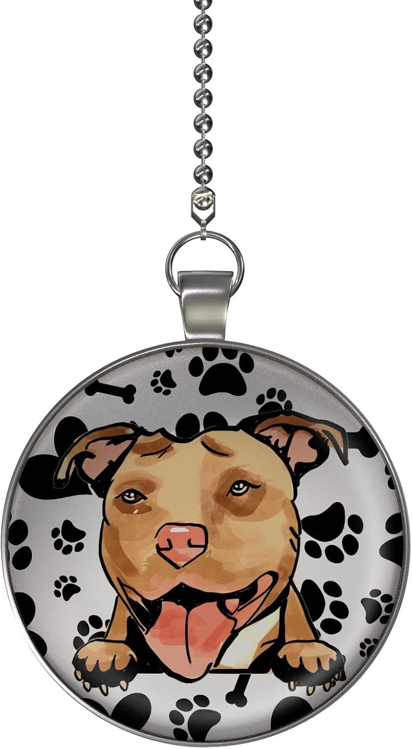 Gotham Decor Pitbull on Bone Design Dog Breed Ceiling Fan and Light Pull Chain Pendant