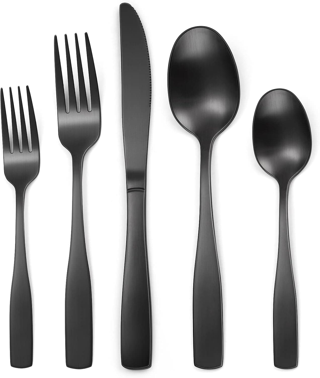 SANLUNS Matte Black Silverware Set, Satin Finish 40-Piece Stainless Steel Flatware set, Tableware Cutlery Set Service for 8, Utensils for Kitchens, Knife Fork Spoon,Dishwasher Safe