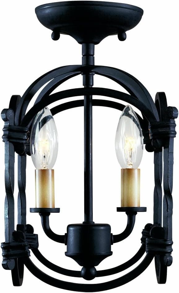 World Imports 61409-42 Rennes Collection 2-Light Semi-Flush Lantern, Rust