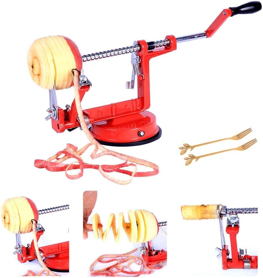 veeyidd 3 IN 1 Apple Peeler, Corer, Slicer Stainless Steel Blades with Suction Base + 2PCS Fruit Forks